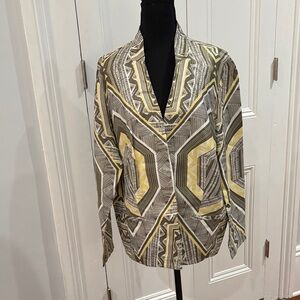 Chico's Geometric Pattern Blazer - Yellow, Gray, Black